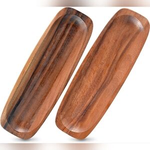 NEW box Noritake Kona Wood 12-Inch Rectangular Platter, Set of 2, Natural